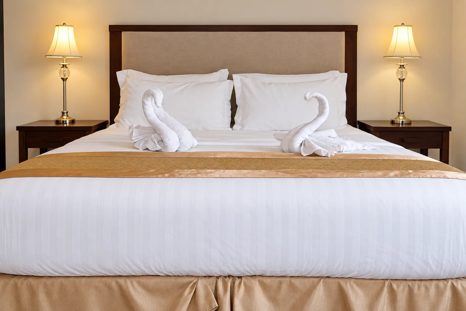Suite Deluxe — cama de casal grande com candeeiros dos dois lados